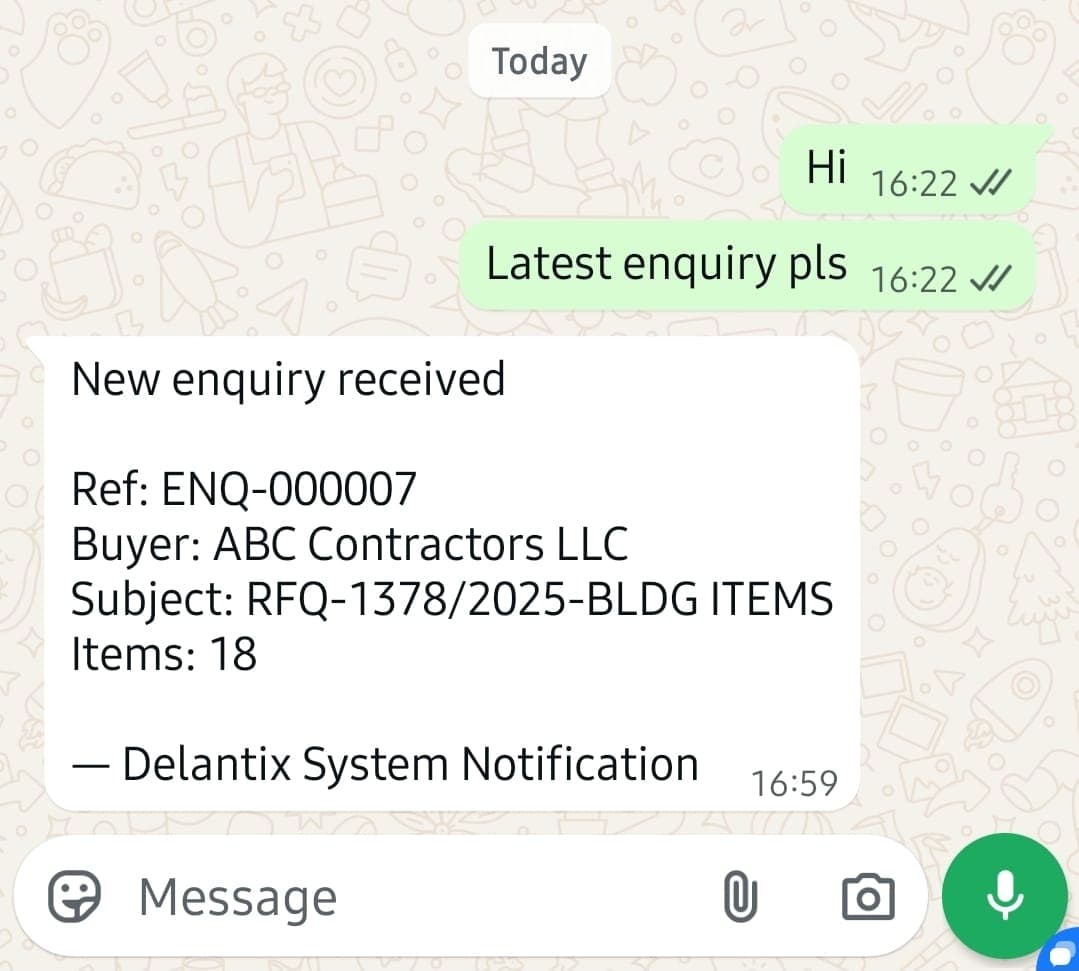 Delantix WhatsApp workflow